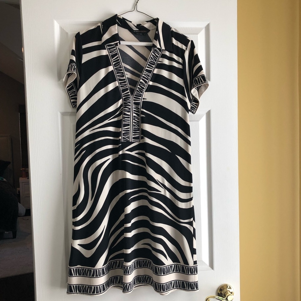 Zebra print shirt dress
